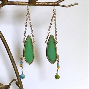 Handcrafted Green Drop Earrings